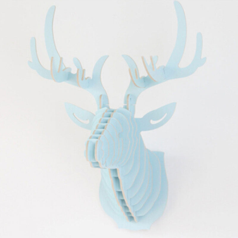 Online discount shop Australia - 3D Puzzle Wooden DIY Creative Model Wall Hanging Deer Head Elk Wood Gift Craft Home Decoration Animal Wildlife