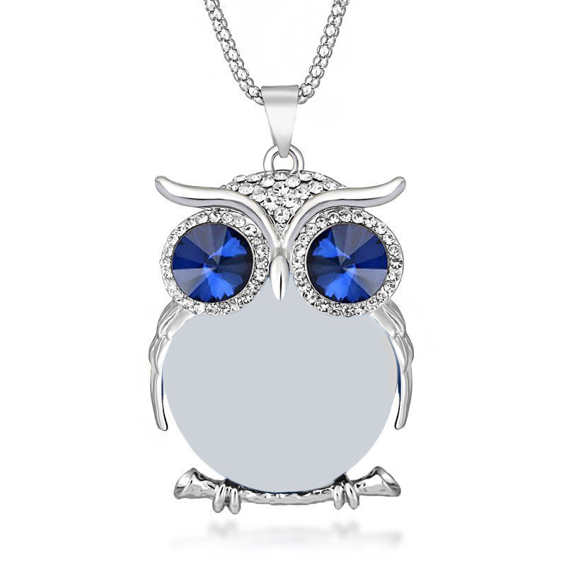 Online discount shop Australia - 8 Colors Trendy Owl Necklace Fashion Rhinestone Crystal Jewelry Statement Women Necklace Silver Chain Long Necklaces & Pendants