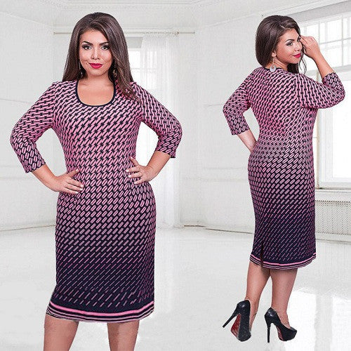 Online discount shop Australia - fashionable elegant women dresses big sizes New plus size women clothing L-6xl dress casual o-neck A-Line slim female dress