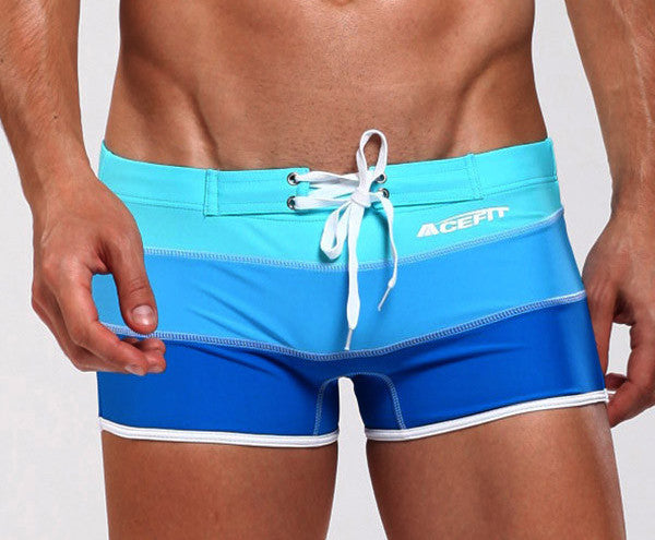 Online discount shop Australia - Men Swimwear Sexy swimming trunks Low waist Striped Patchwork Shorts Boxers Sports suit Mens comfortable Swimsuit A3