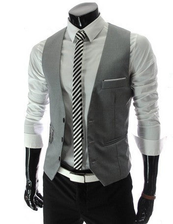 Online discount shop Australia - High Quality Brand New Dress Suit Vest Men Fashion Black Gray Formal Business Men Vests Slim Fit Men Casual Outwear DO1110