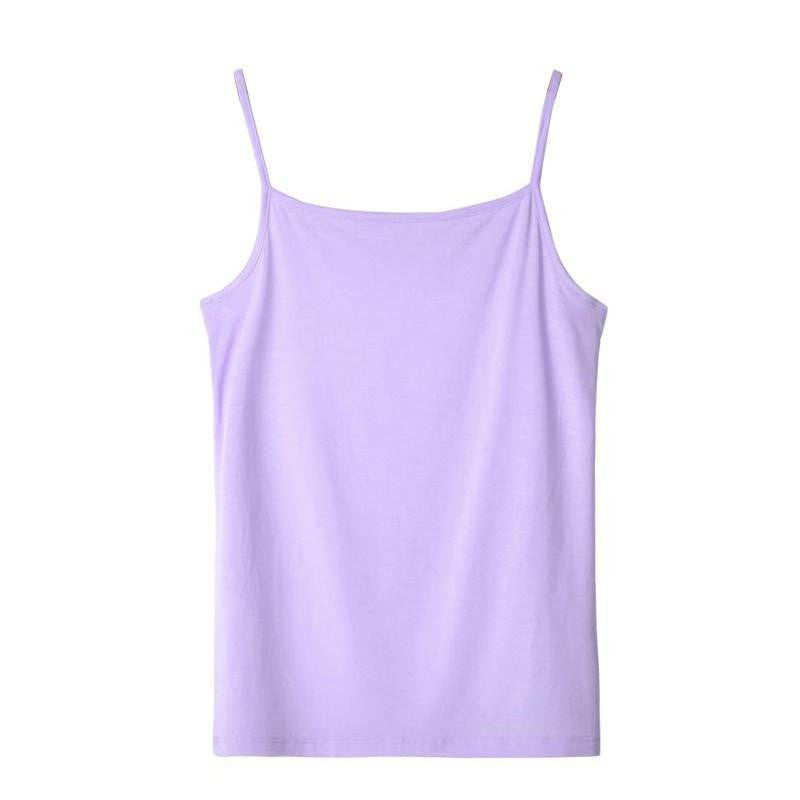Women's Camisole Candy Color Casual Vest Fashion Classic Base T-shirt Solid Tank Elastic Slim Strap Tops Tees Modal