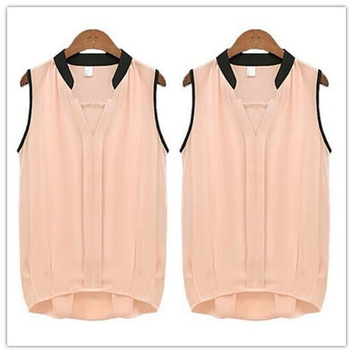 Women Ladies Casual Sleeveless Chiffon Tee Vest Blouse Loose Tops