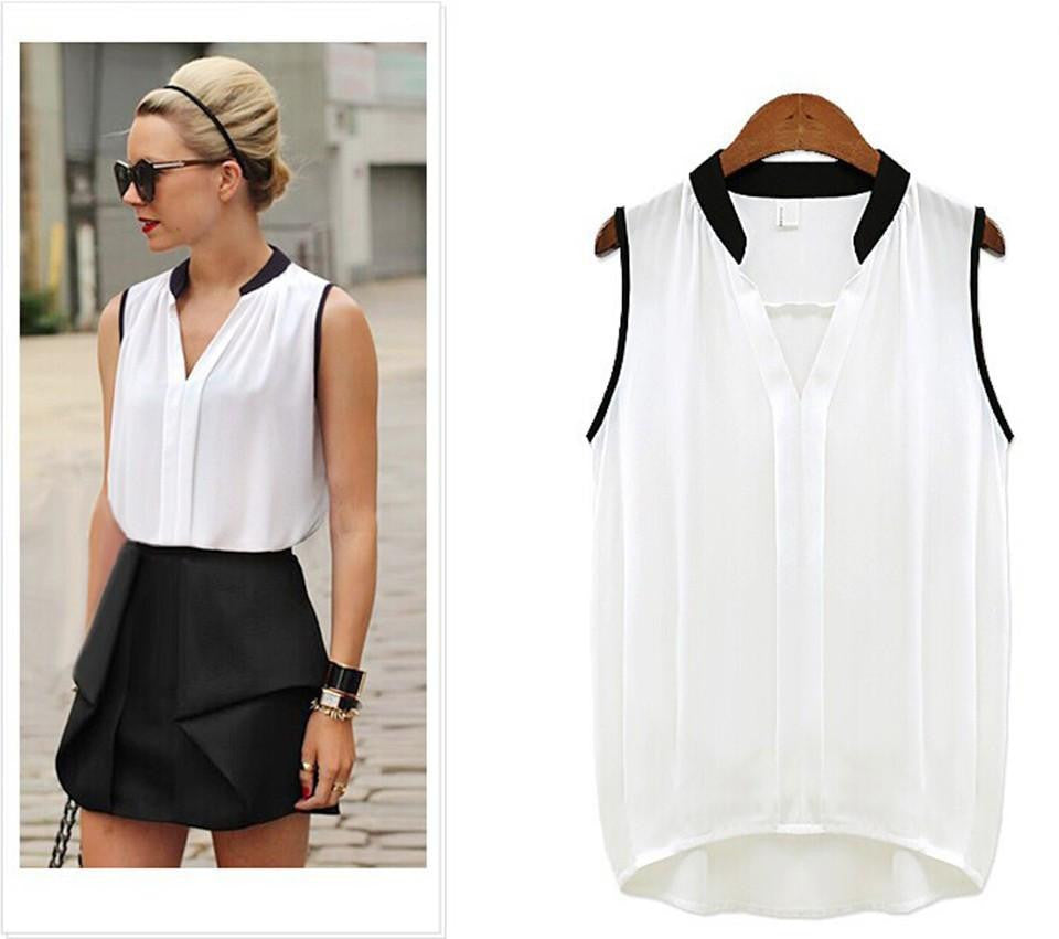 Women Ladies Casual Sleeveless Chiffon Tee Vest Blouse Loose Tops