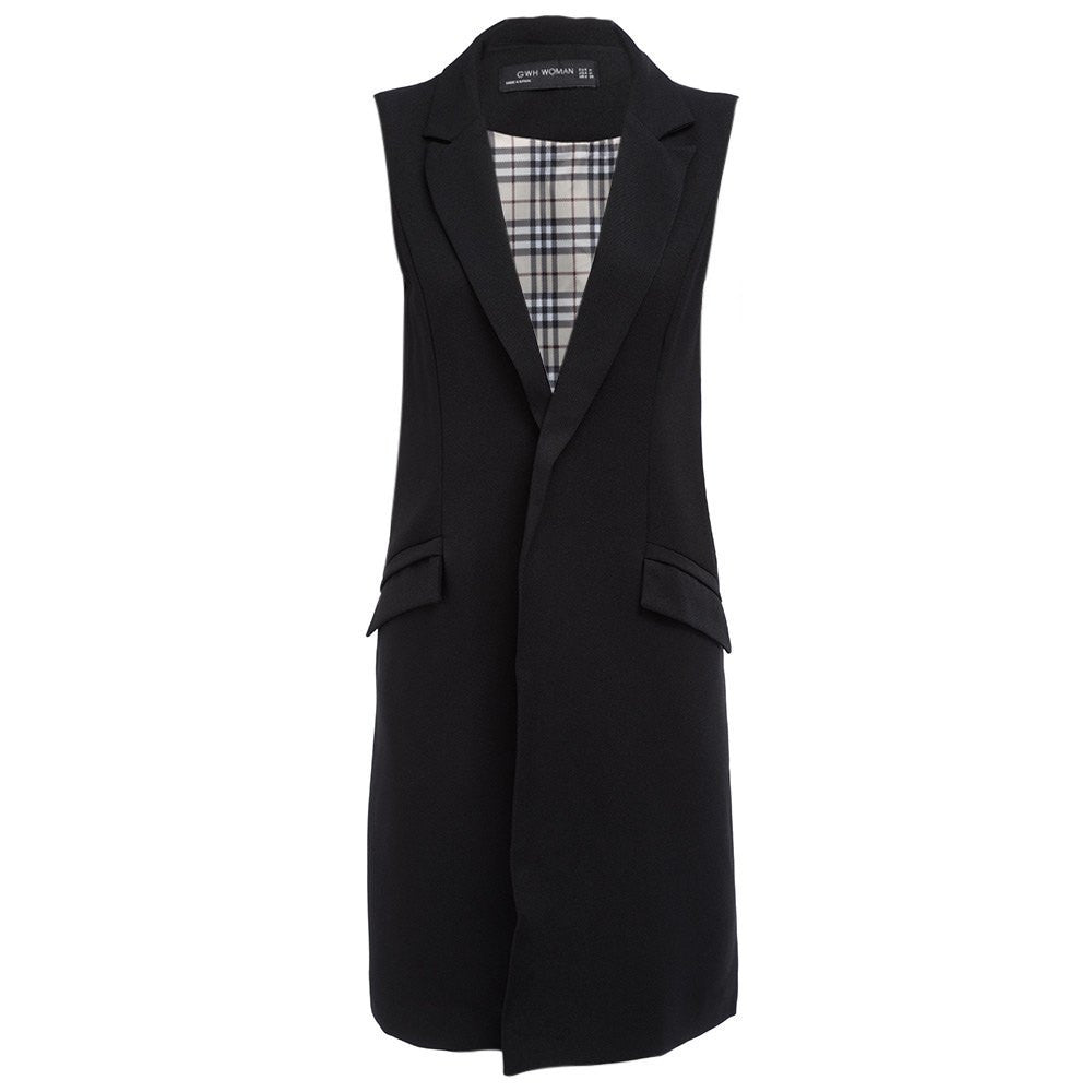 Online discount shop Australia - Long Vest Waistcoat Female Sleeveless Women Outwear Longline Jacket Pocket Blazer Coat Black Suit Vest