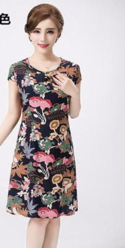 XL-5XL Vestidos Summer Style Plus Size Women Dress Vintage Printed Brand Flower Print Dress Long Casual Beach Dress