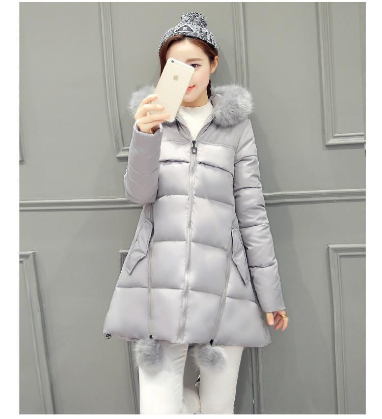 Women Large Fur Collar Hooded Jacket Thick Coat For Women Outwear Parka