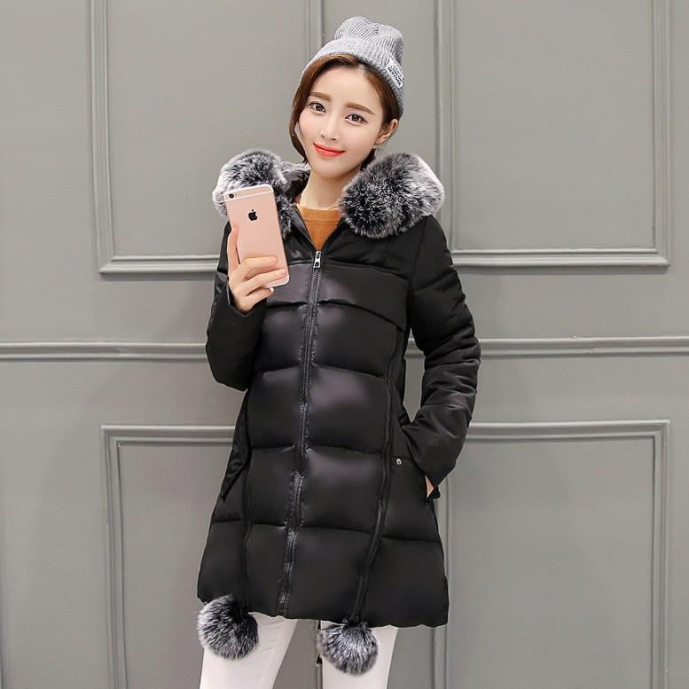 Women Large Fur Collar Hooded Jacket Thick Coat For Women Outwear Parka