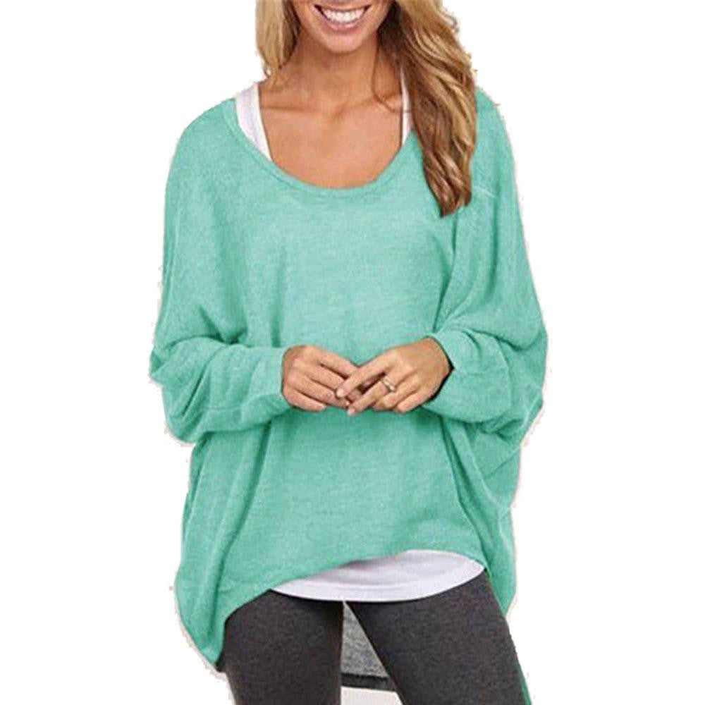 Women Loose Knitted Sweatshirt Batwing Long Sleeve Casual Solid Shirt knitwear Plus size Pullover Sweater