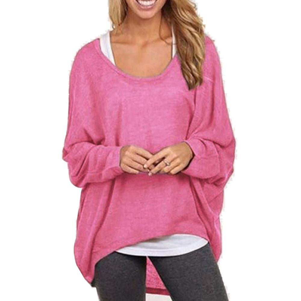Women Loose Knitted Sweatshirt Batwing Long Sleeve Casual Solid Shirt knitwear Plus size Pullover Sweater
