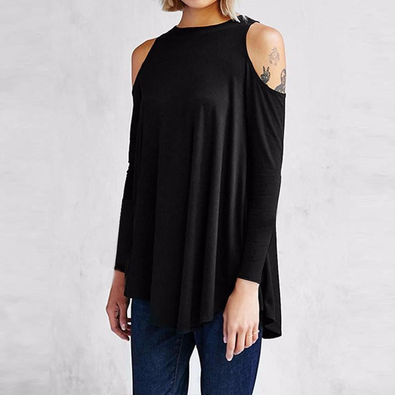 ZANZEA Women Blouses Casual Loose O Neck Half Sleeve Long Tops Tee Asymmetrical Off Shoulder Solid Shirt