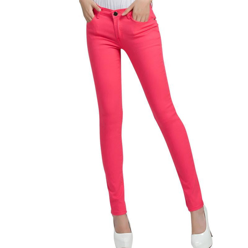 Women's Candy Pants Pencil Trousers Spring Fall Khaki Stretch Pants For Women Slim Ladies Jean Trousers Female