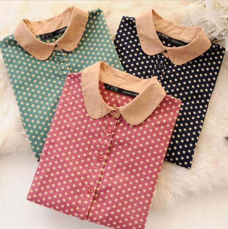 Online discount shop Australia - Ladies Blouses & Shirts Women Blouse Shirt Cotton Clothing Body Polka Dot Female Shirts Vintage casual