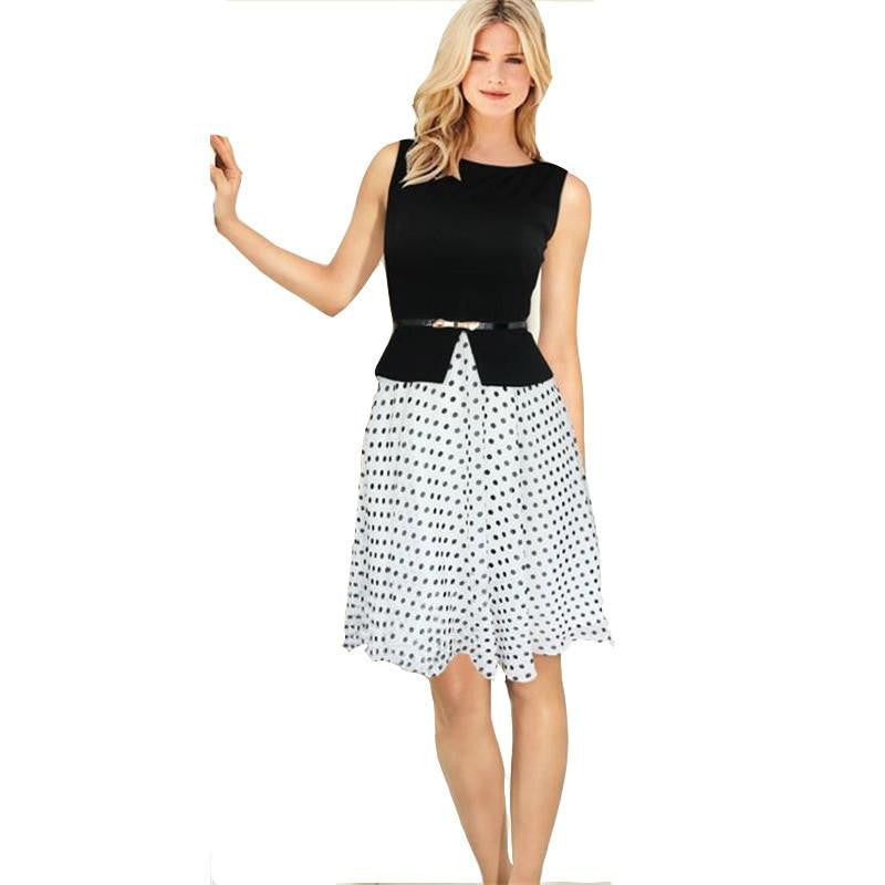 Women Summer Dress Vintage Dots Ball Gown Elegant Formal Casual Dress Plus Size S-XXL