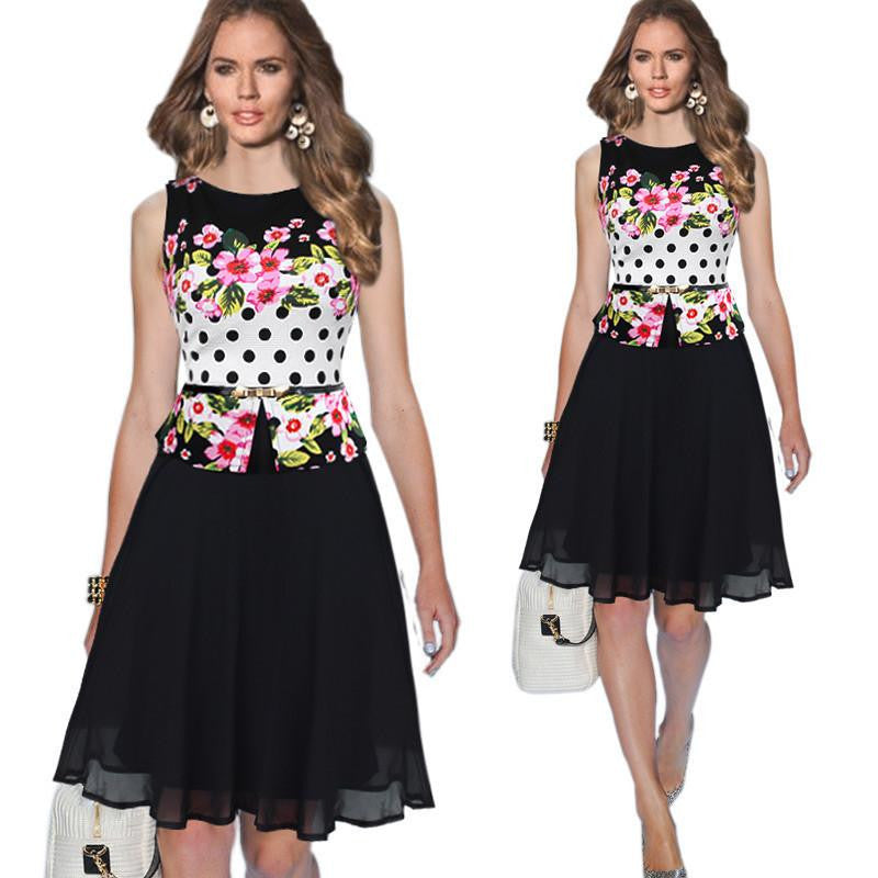 Women Summer Dress Vintage Dots Ball Gown Elegant Formal Casual Dress Plus Size S-XXL