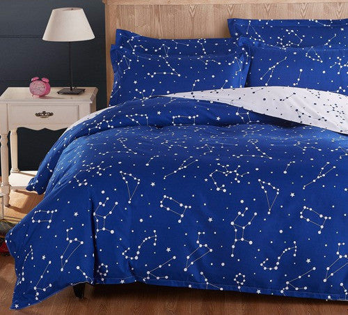 Online discount shop Australia - Active printed galaxy bedding set Stars duvet cover with bed sheet queen twin size bed set bedclothes&45