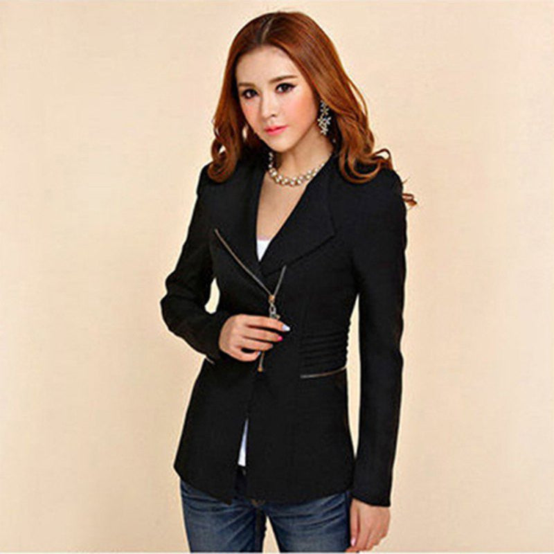 Online discount shop Australia - Candy Color Long Sleeve Women Zipper Suit Slim Casual Jacket Coat Outwear
