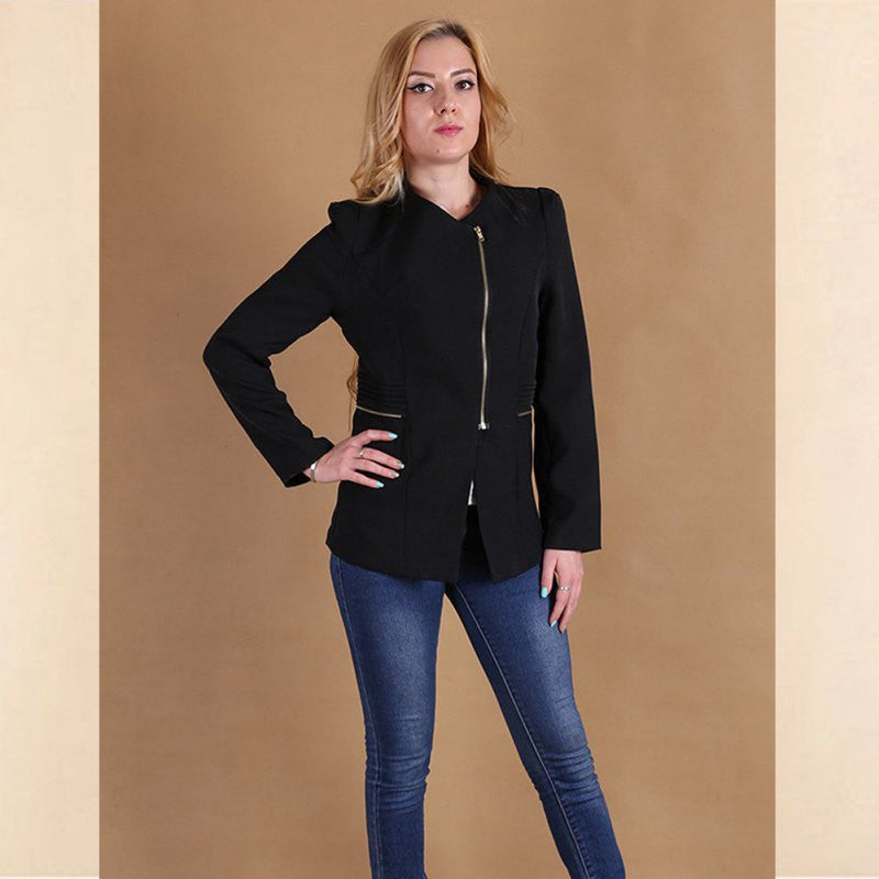 Online discount shop Australia - Candy Color Long Sleeve Women Zipper Suit Slim Casual Jacket Coat Outwear