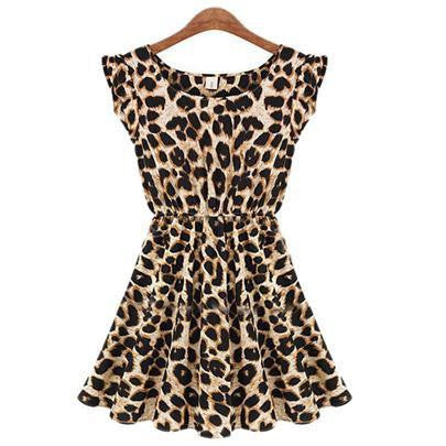Summer Leopard Dresses Women Hot Plus Size Print Clothing Slim Lovely Dress Girl Club Mini Vintage S072