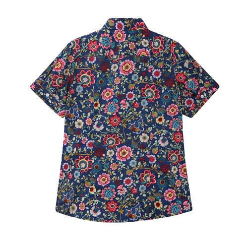 Shirt Floral Print Blouses Womens Tops Ladies Shirts Fruit Button Plus Size Clothing