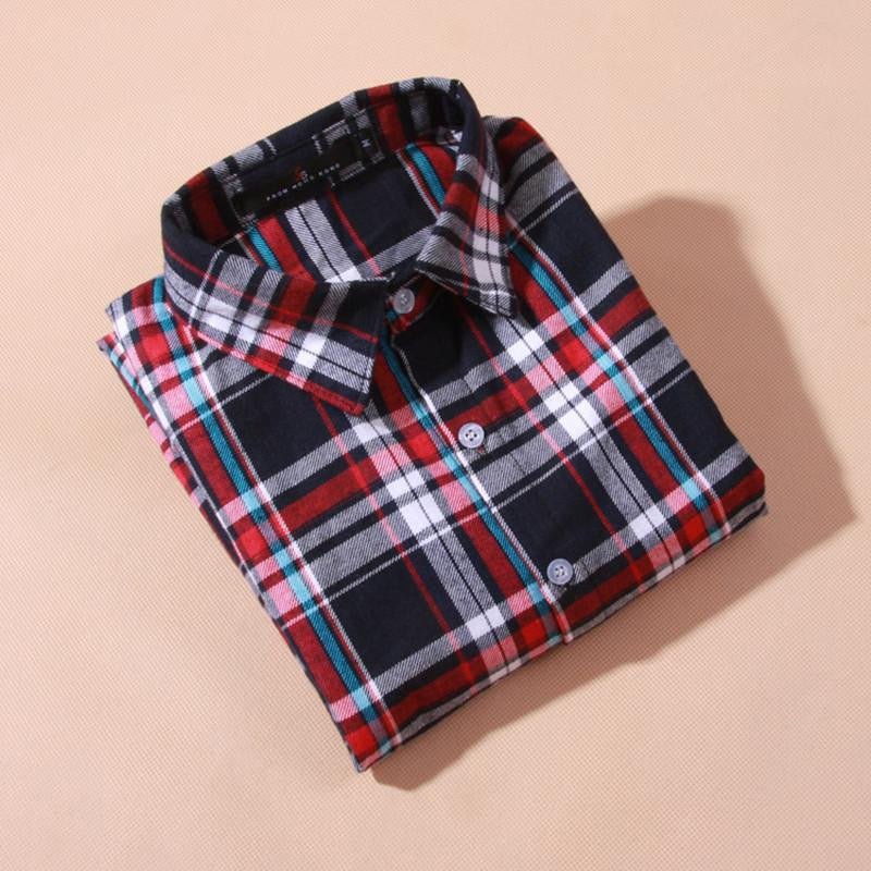 women's shirt plaid cotton top Long sleeve female tops blouse casual shirt women's clothing