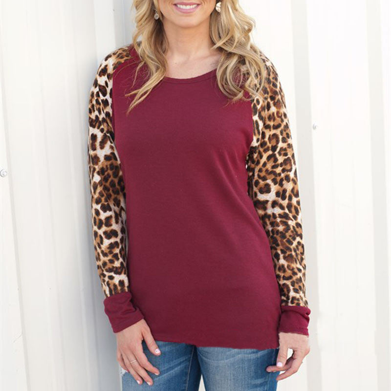 Online discount shop Australia - Leopard Sleeve Long Sleeve Women Blouses Casual Loose Shirt Plus Size 4XL 5XL Tops Women