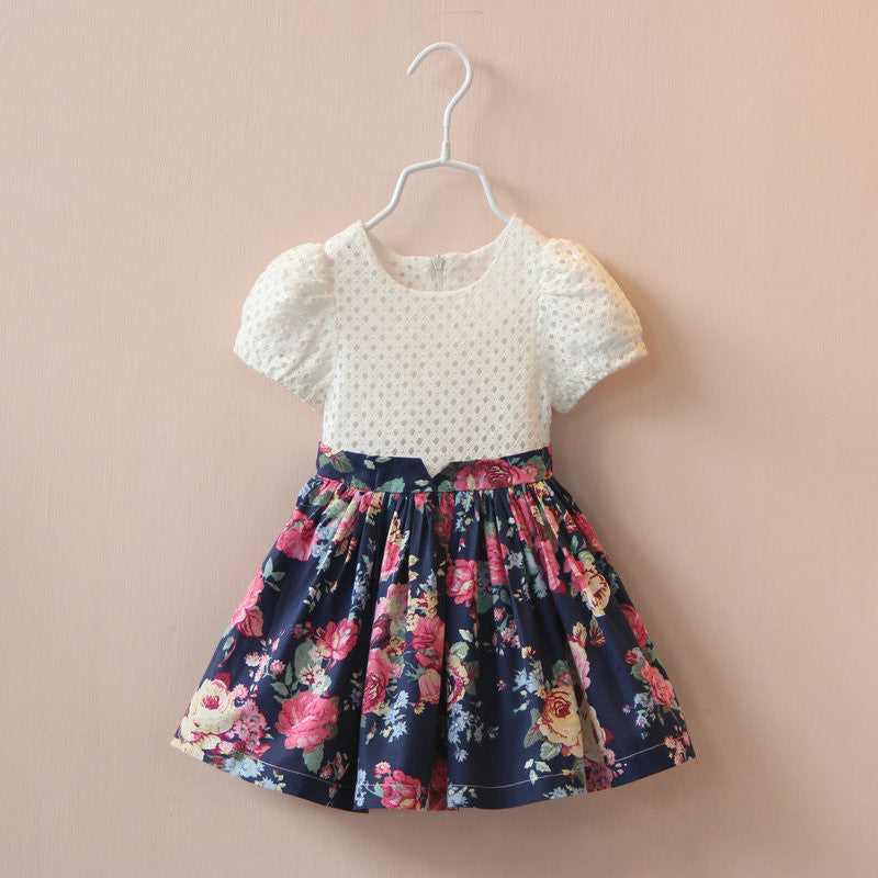 Online discount shop Australia - Girls dress dress girls clothes cotton princess patchwork floral dress baby clothes vestidos