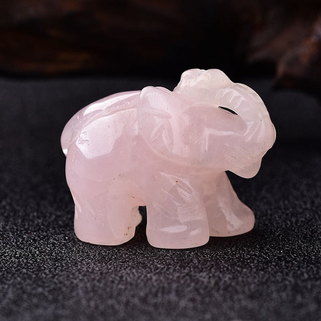 1PC Natural Crystal Rose Quartz Elephant Amethyst Obsidian Animals Stone Crafts Small Decoration Home Decor Christmas Present