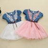 Online discount shop Australia - Fashion Girls baby Lace Belt tutu cowboy dress children Patchwork mesh dresses for girl