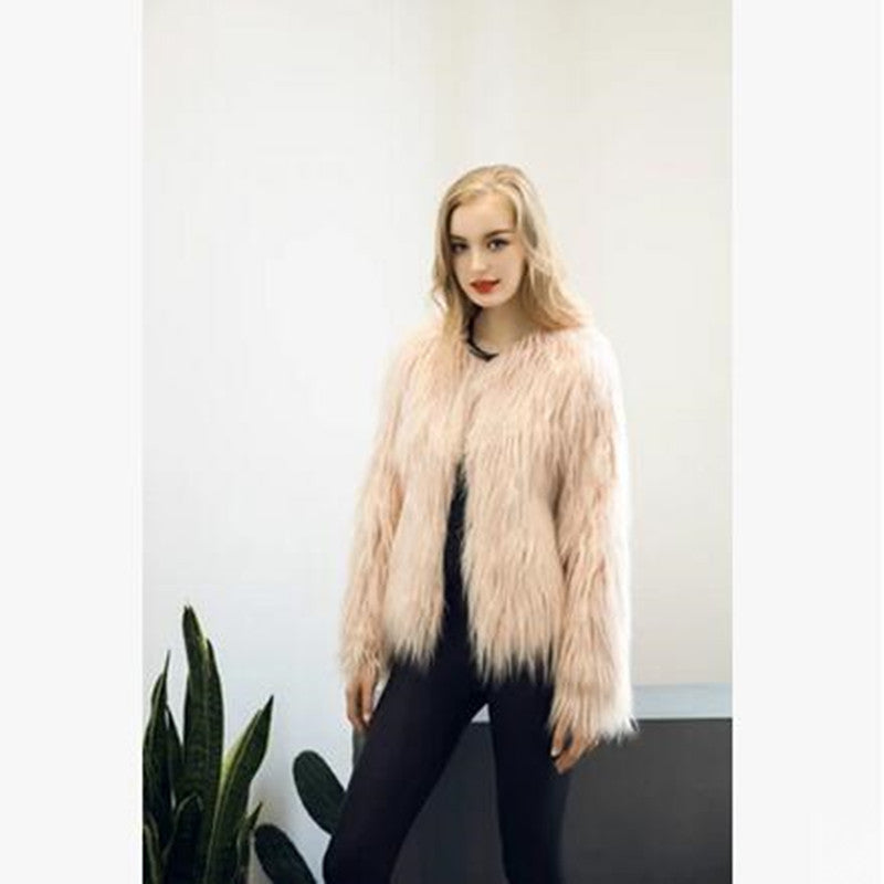 Online discount shop Australia - Fluffy faux fur coat women warm chic female outerwear Black elegant jacket coat hairy plus size overcoat