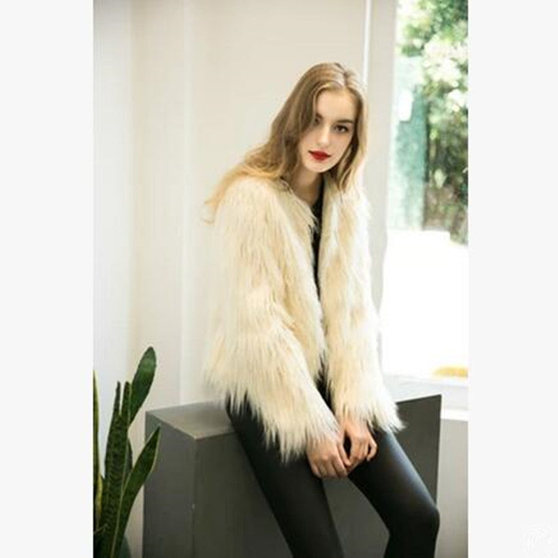 Online discount shop Australia - Fluffy faux fur coat women warm chic female outerwear Black elegant jacket coat hairy plus size overcoat