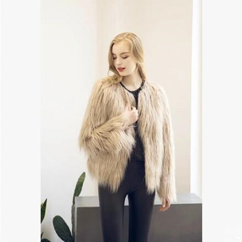 Online discount shop Australia - Fluffy faux fur coat women warm chic female outerwear Black elegant jacket coat hairy plus size overcoat