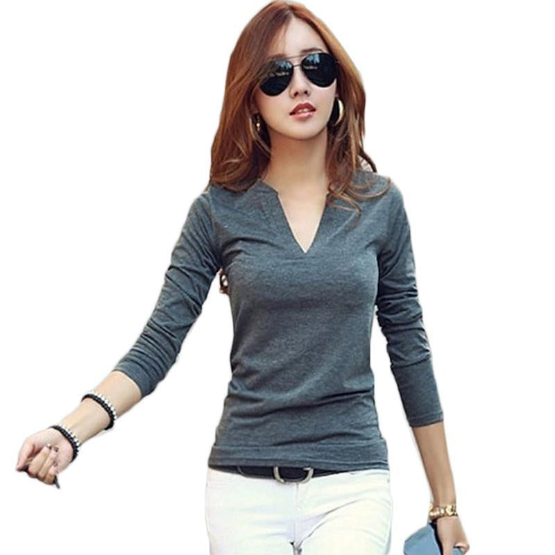 V-Neck Women Blouses slim Knitted Clothes Long Sleeve Tops for Women clothing,CT220
