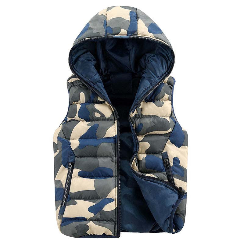Online discount shop Australia - Hooded Vest Men Camo Waistcoat Casual Thick Warm Down Cotton Stand Collar Vest Male Large Size Jacket & Coat351