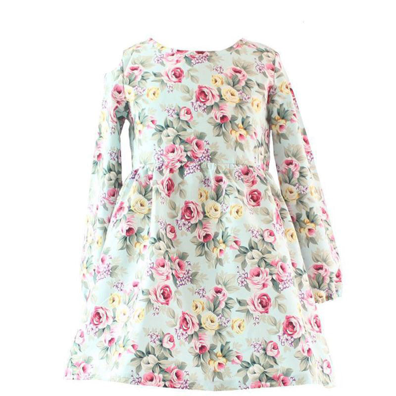 Online discount shop Australia - 2-12Y Baby Girls Dresses Floral Print Long Sleeve Kids Dresses For Girls New Vintage Toddler Girl Clothing
