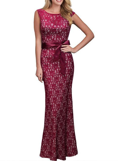 Online discount shop Australia - Lace Pinup Mermaid Maxi Dress New Summer Women Sexy Belted Backless Sleeveless Long Party Dresses Plus Size Vestido De Renda