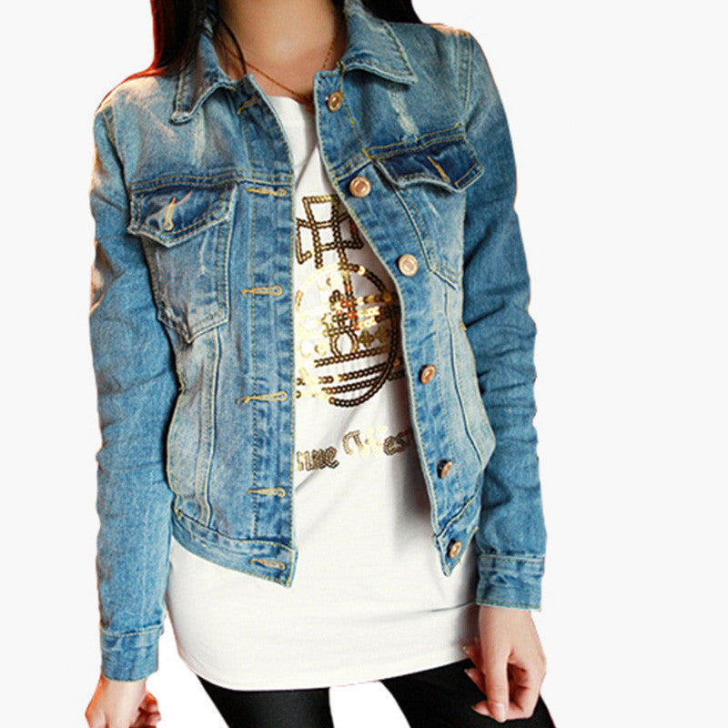 Online discount shop Australia - Fashion  Frayed Vintage Women's Jeans Loose Denim Jacket Women Short Jean Jacket Jackets For Women Outwear Z8