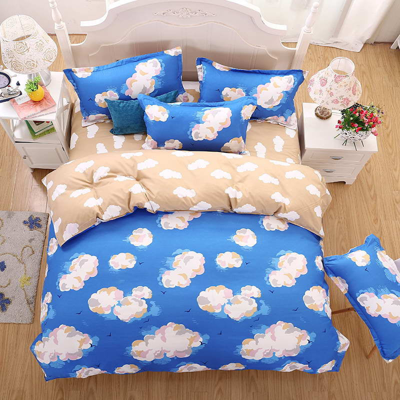 Online discount shop Australia - Bedding Sets Blue feather plus Cotton quilt/Duvet Cover Bed Sheet pillowcase 3/4 pcs Home bedding Queen Full Twin Size