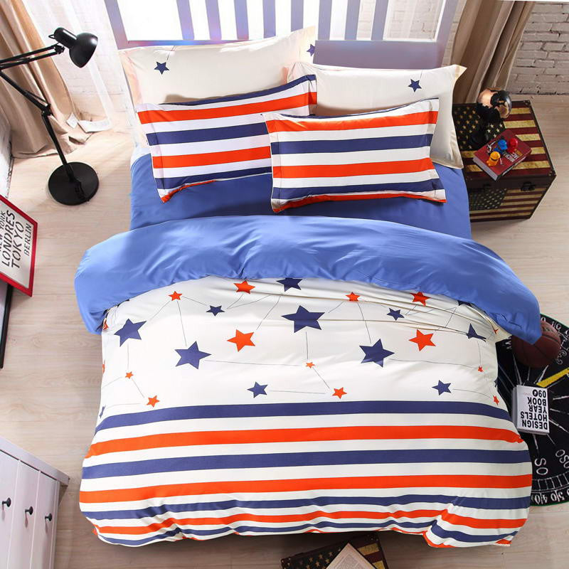 Online discount shop Australia - Bedding Sets Blue feather plus Cotton quilt/Duvet Cover Bed Sheet pillowcase 3/4 pcs Home bedding Queen Full Twin Size