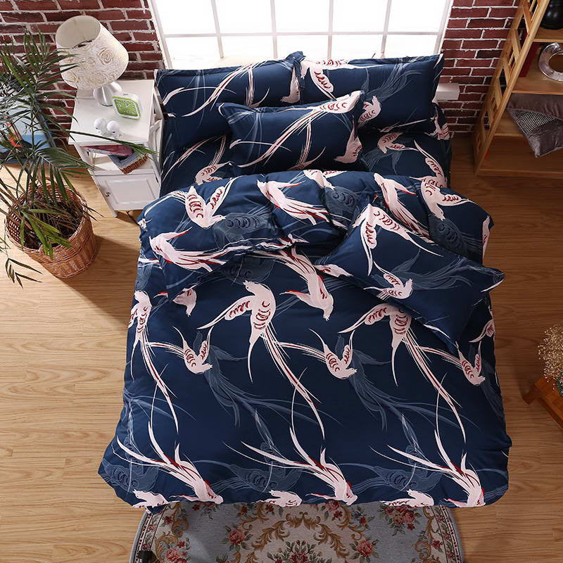 Online discount shop Australia - Bedding Sets Blue feather plus Cotton quilt/Duvet Cover Bed Sheet pillowcase 3/4 pcs Home bedding Queen Full Twin Size