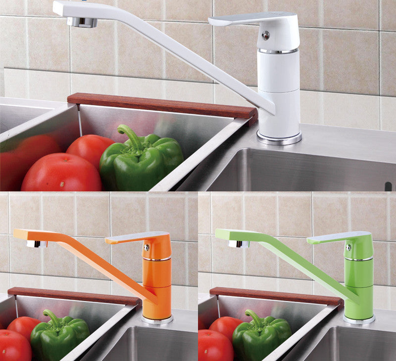 Online discount shop Australia - Fashion Style Multi-color Kitchen Faucet Cold and hot water taps White Orange Green 360 Rotation