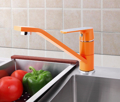 Online discount shop Australia - Fashion Style Multi-color Kitchen Faucet Cold and hot water taps White Orange Green 360 Rotation