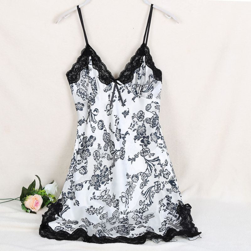 Online discount shop Australia - Ladies Sexy Silk Satin Night Dress Sleeveless V-neck Nightgown Lace Sleepwear For Women