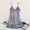 Online discount shop Australia - Ladies Sexy Silk Satin Night Dress Sleeveless V-neck Nightgown Lace Sleepwear For Women