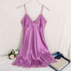 Online discount shop Australia - Ladies Sexy Silk Satin Night Dress Sleeveless V-neck Nightgown Lace Sleepwear For Women