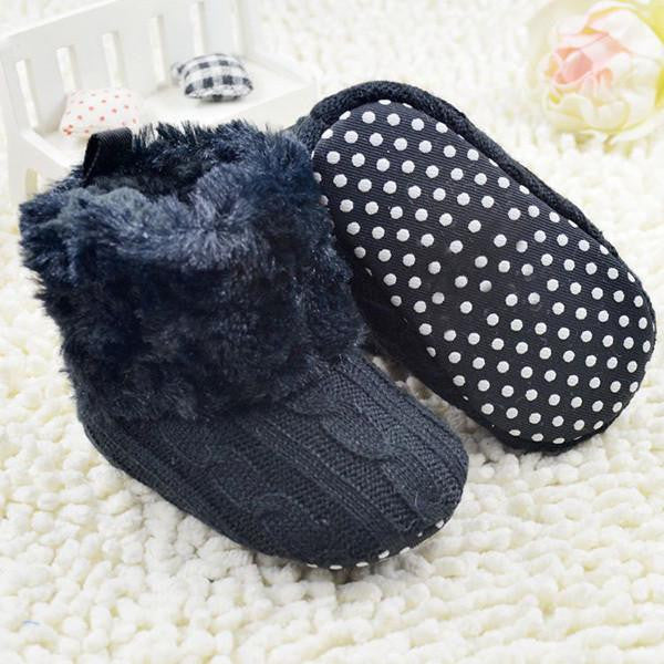 Warm First Walkers Baby Ankle Snow Boots Infant Crochet Knit Fleece Baby Shoes For Boys Girls