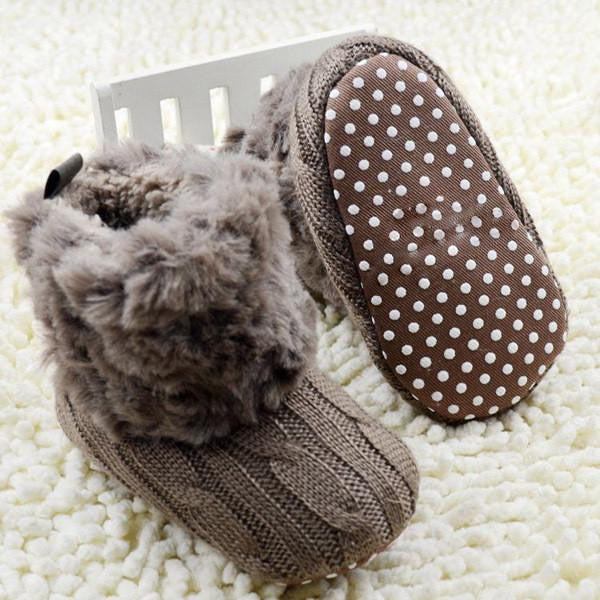 Warm First Walkers Baby Ankle Snow Boots Infant Crochet Knit Fleece Baby Shoes For Boys Girls