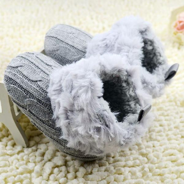 Warm First Walkers Baby Ankle Snow Boots Infant Crochet Knit Fleece Baby Shoes For Boys Girls