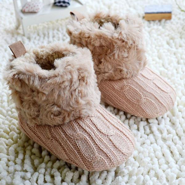 Warm First Walkers Baby Ankle Snow Boots Infant Crochet Knit Fleece Baby Shoes For Boys Girls