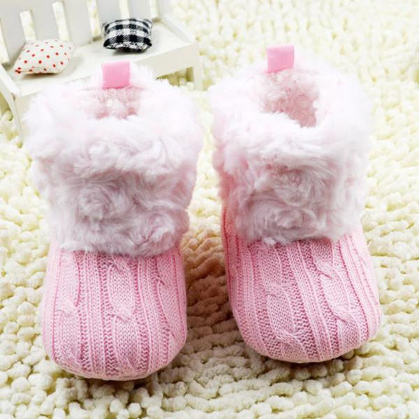 Warm First Walkers Baby Ankle Snow Boots Infant Crochet Knit Fleece Baby Shoes For Boys Girls